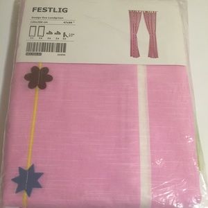 Ikea Festlig Pink Design Drape Curtain Panel 47x98